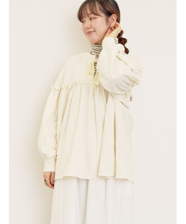 ミニ裏毛切替ギャザープルオーバー