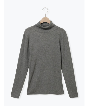 【マシンウォッシャブル】リブタートルネックニット