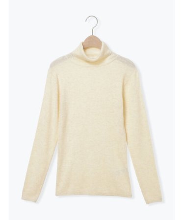 【マシンウォッシャブル】リブタートルネックニット