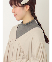 【マシンウォッシャブル】リブフリルタートルネックニット