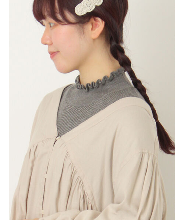 【マシンウォッシャブル】リブフリルタートルネックニット