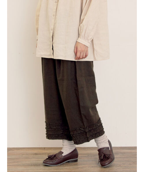 【Cross×Linen】裾フリルパンツ