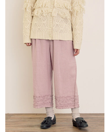【Cross×Linen】裾フリルパンツ