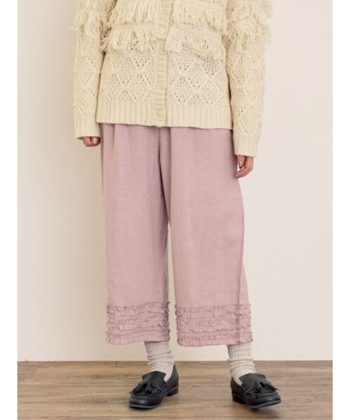 【Cross×Linen】裾フリルパンツ