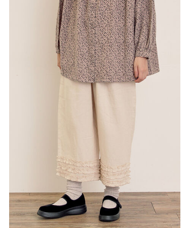 【Cross×Linen】裾フリルパンツ