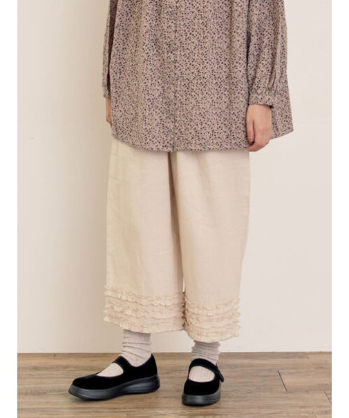 【Cross×Linen】裾フリルパンツ