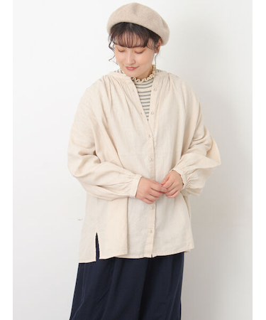 【Cross×Linen】ギャザーブラウス