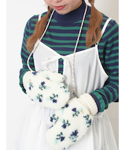 ボア花柄ミトン