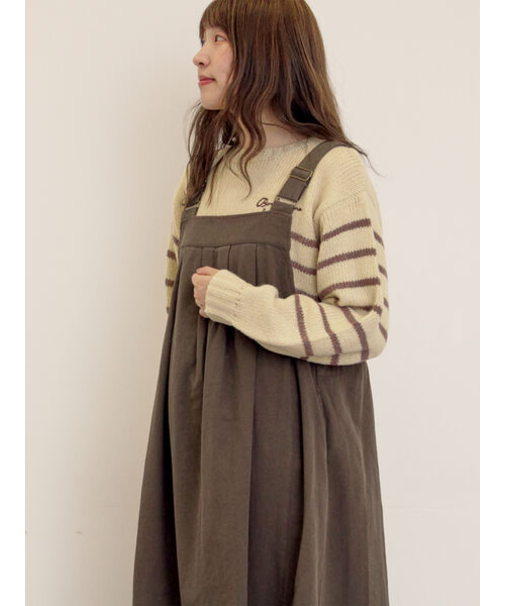 ロゴ刺繍パネルボーダーニット