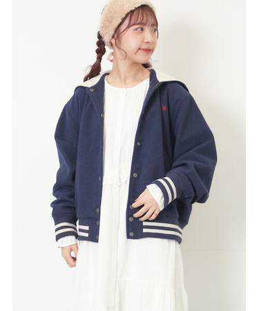 ウール混セーラーカラー2WAY刺繍スタジャン