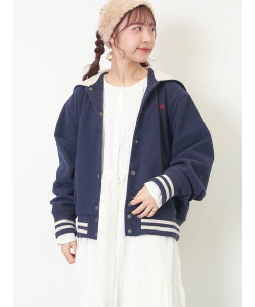 ウール混セーラーカラー2WAY刺繍スタジャン