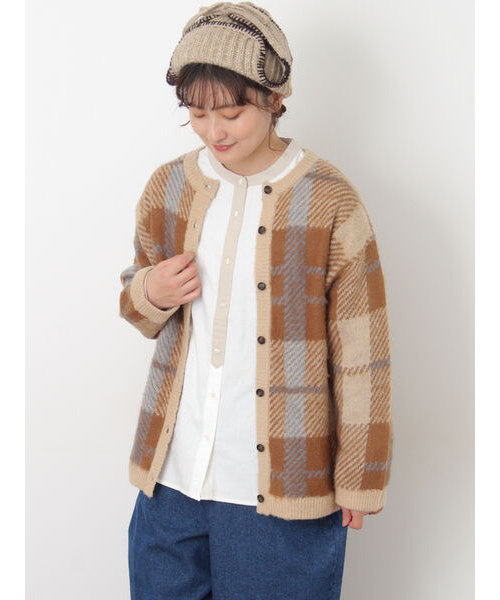 シャギーチェック柄カーディガン｜サマンサモスモスの通販｜&mall