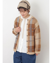 シャギーチェック柄カーディガン