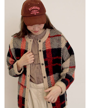 シャギーチェック柄カーディガン