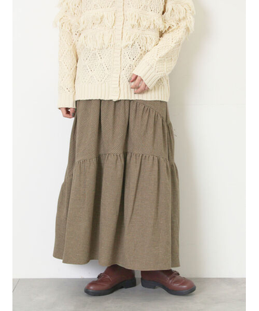 チェック柄変形ティアードスカート