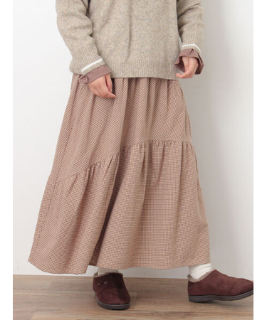 チェック柄変形ティアードスカート