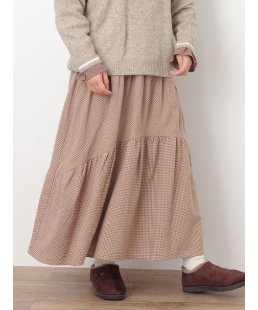 チェック柄変形ティアードスカート