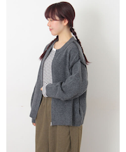 かがりステッチZIPニットカーディガン