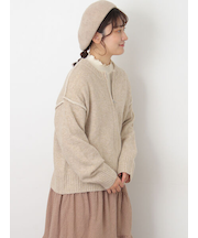 かがりステッチZIPニットカーディガン