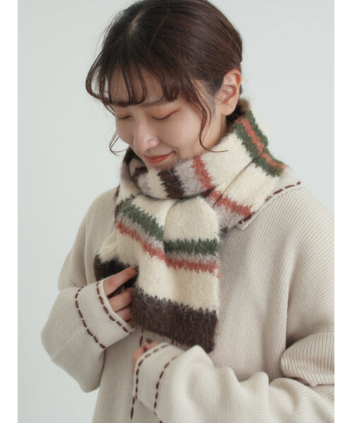 onedayapartment ワンアパ　モヘアマルチボーダーマフラー onedayapartment ワンアパ モヘアマルチボーダーマフラー