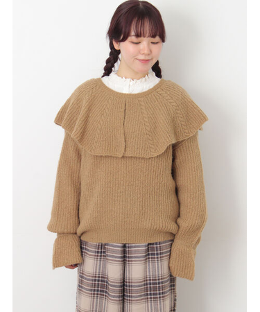 フリルカラーニット