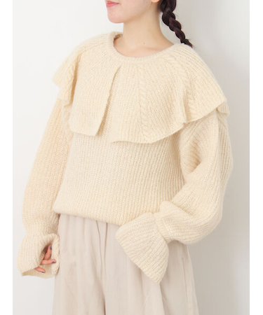 フリルカラーニット