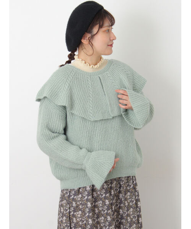 フリルカラーニット