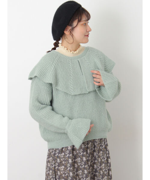 フリルカラーニット