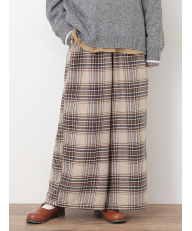 【M/Lサイズ】チェック柄ワイドパンツ