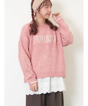 ロゴ刺繍プルオーバーニット