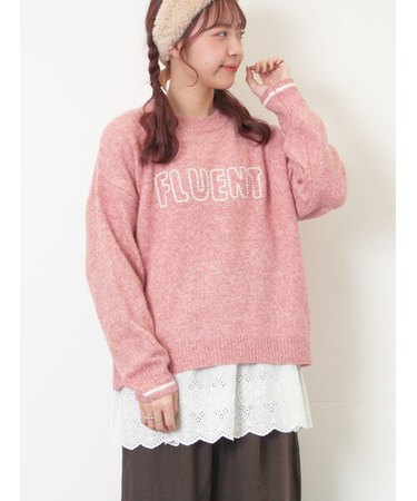 ロゴ刺繍プルオーバーニット