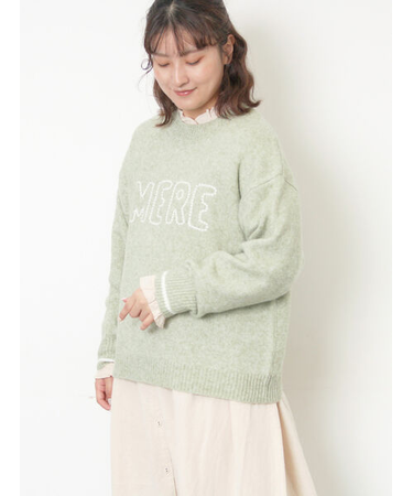 ロゴ刺繍プルオーバーニット