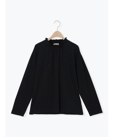 【吸湿発熱】襟スモッキングカットソー