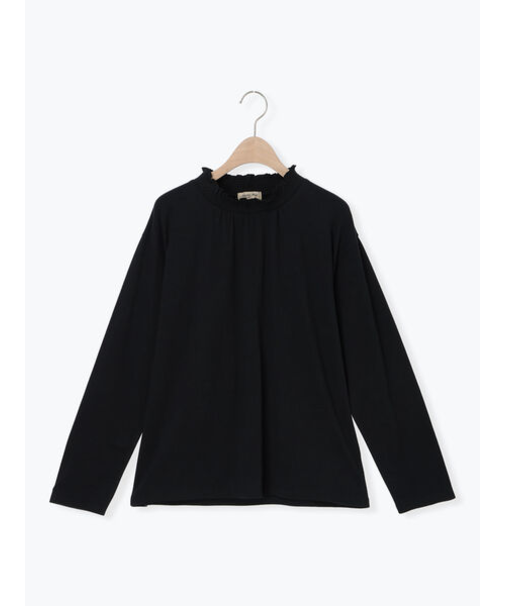 【吸湿発熱】襟スモッキングカットソー