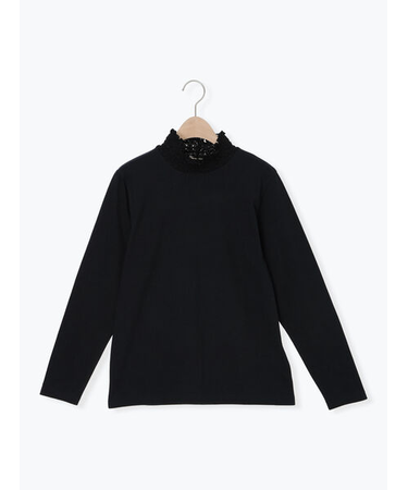 【吸湿発熱】襟レースシャーリングカットソー