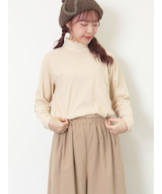 【吸湿発熱】襟レースシャーリングカットソー