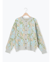 ループ花柄ジャガードニットカーディガン