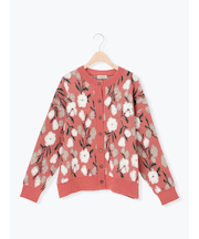 ループ花柄ジャガードニットカーディガン