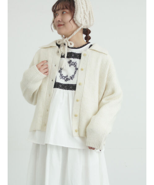 襟付ニットカーディガン