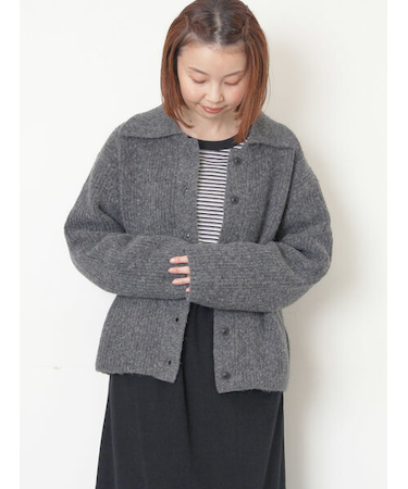 襟付ニットカーディガン