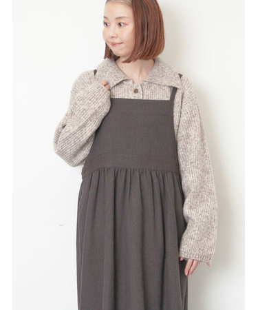 襟付ニットカーディガン