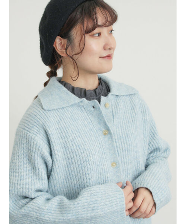 襟付ニットカーディガン