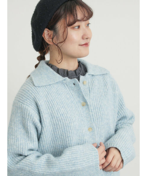 襟付ニットカーディガン