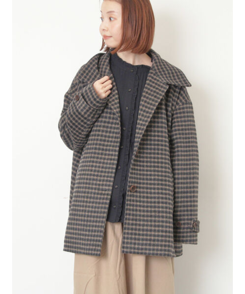 シャギーチェックコート