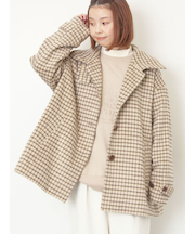 シャギーチェックコート