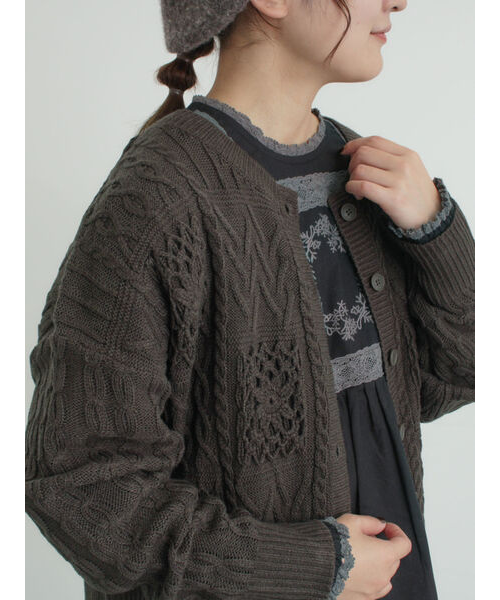 クロシェ風パッチワークニットカーディガン｜サマンサモスモスの通販