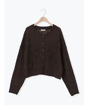 クロシェ風パッチワークニットカーディガン