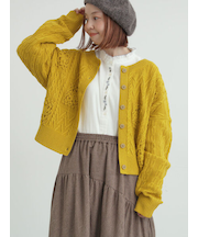 クロシェ風パッチワークニットカーディガン