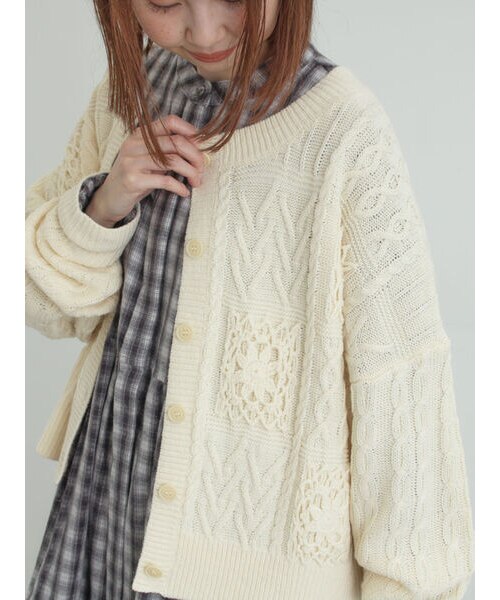クロシェ風パッチワークニットカーディガン｜サマンサモスモスの通販