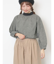 【保温加工】襟レースブラウス